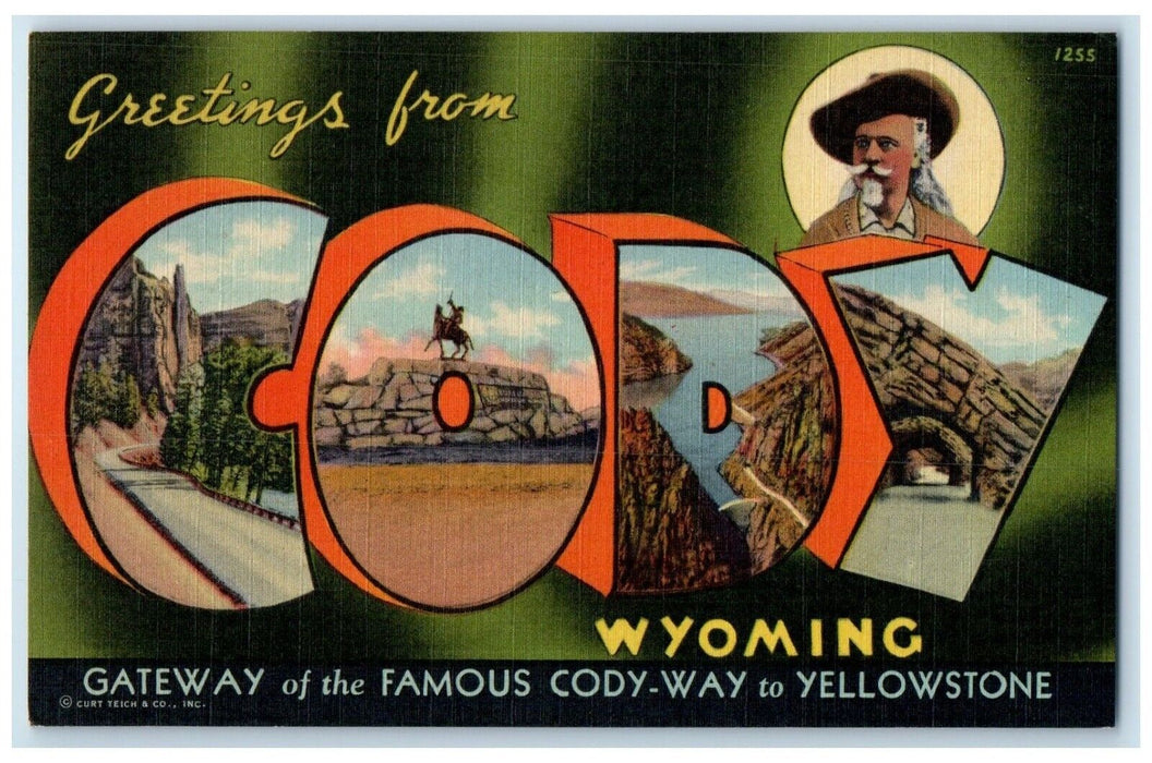 c1950's Greetings From Cody Wyoming WY, Large Letters Unposted Vintage Postcard