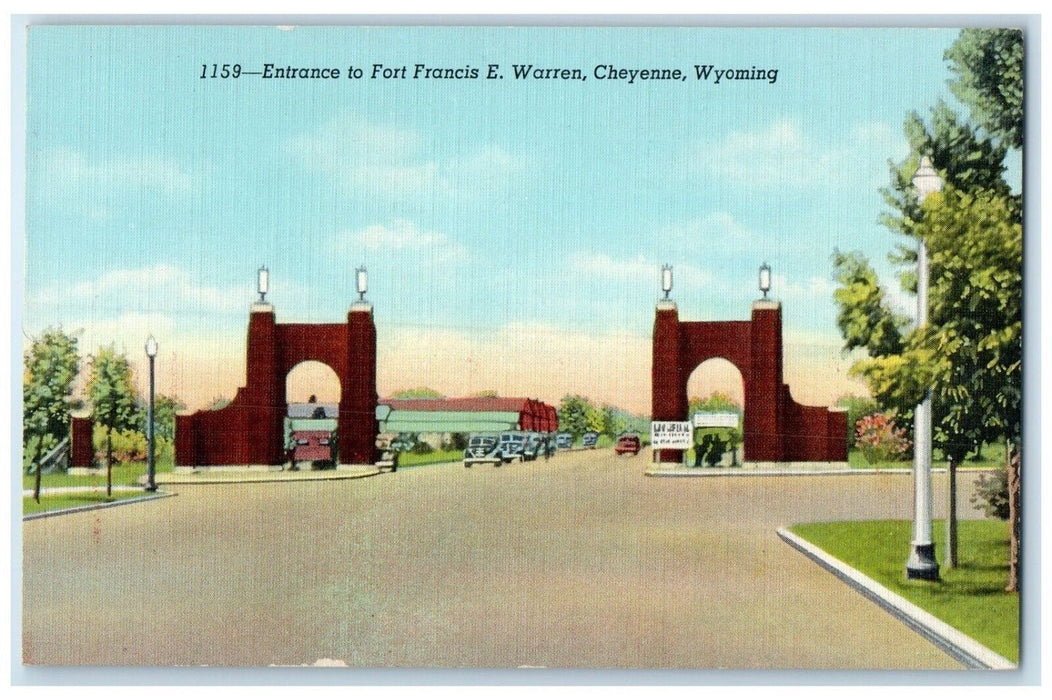c1930's Entrance To Fort Francis E. Warren Cheyenne Wyoming WY Vintage Postcard