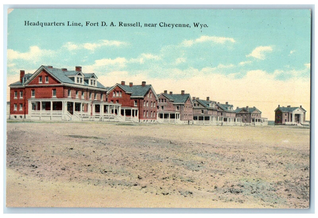 c1910's Headquarters Line Fort DA Russell Near Cheyenne Wyoming WY Postcard