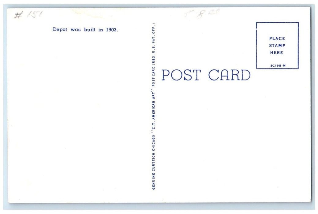 c1960 Grand Trunk Western Depot Locomotive Train Rail Durand Michigan Postcard