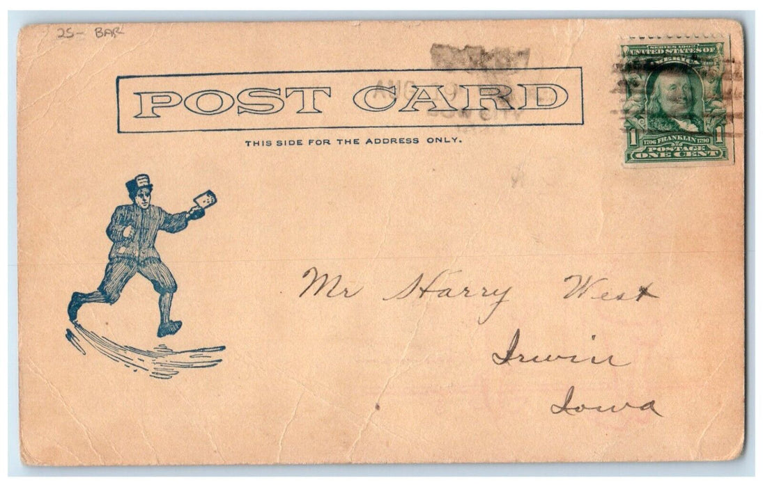 c1905 The Drunk Man Question Is Up Again Bar Irwin Iowa IA Antique Postcard