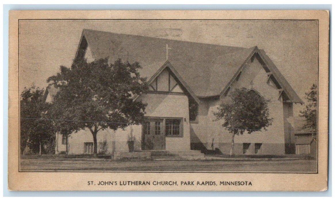 c1940 St. John's Lutheran Church Chapel Exterior Park Rapids Minnesota Postcard