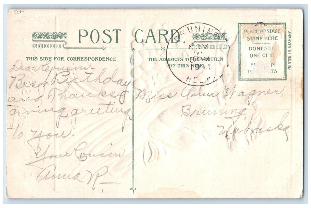 1911 Thanksgiving Woman Chef Cooked Turkey John Winsch Artist Signed Postcard