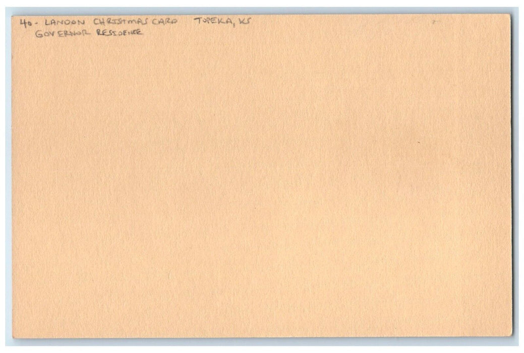 The Landon Christmas Card Governor Residence Topeka Kansas KS Antique Postcard
