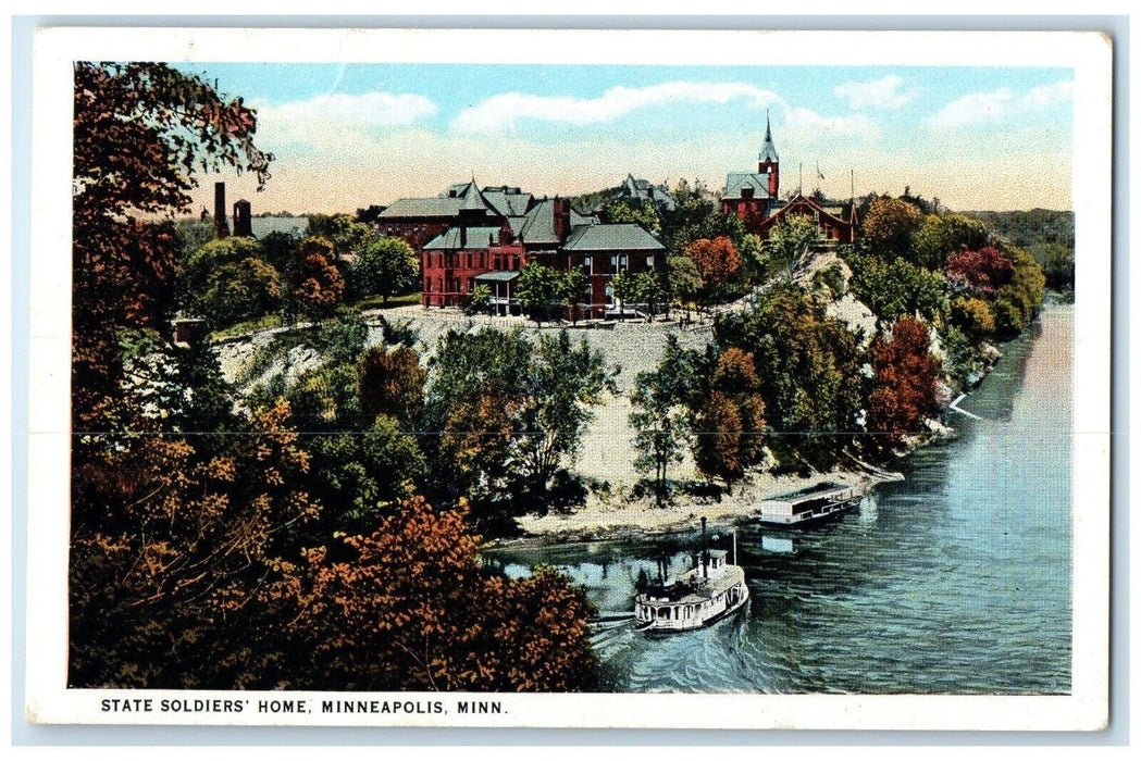 c1930 State Soldiers Home Exterior Steamer Lake Minneapolis Minnesota Postcard