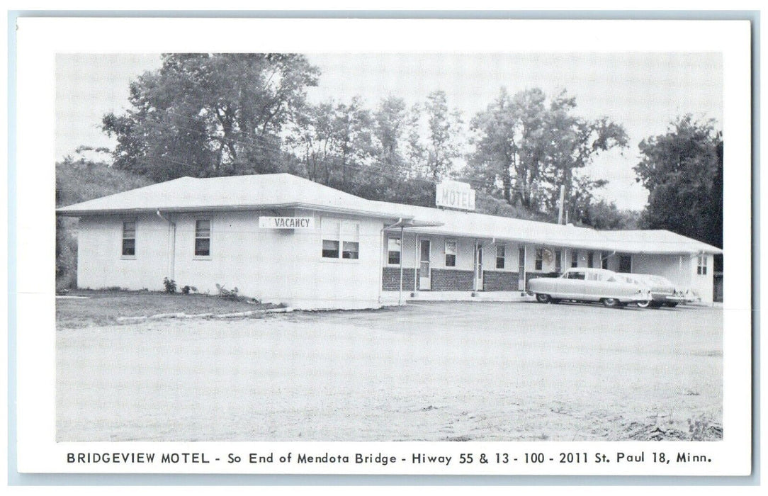 c1940 Bridgeview Motel End Mendota Bridge Hiway St. Paul Minnesota MN Postcard