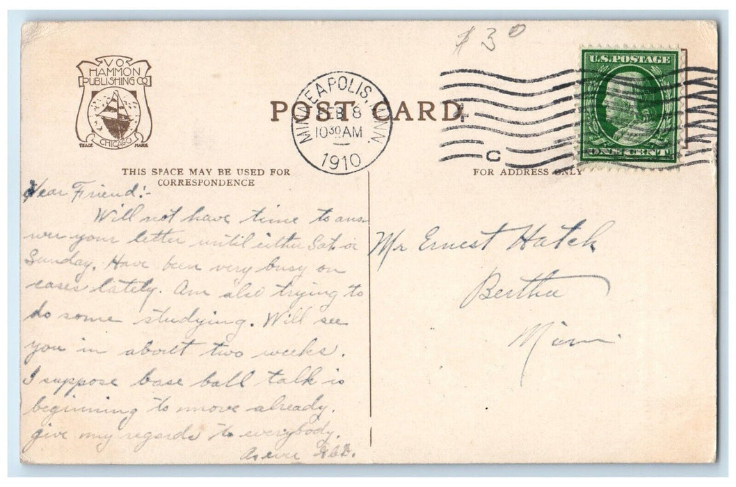 1910 Interlachen Glen Lake Harriet Twin City Lake Minneapolis Minnesota Postcard