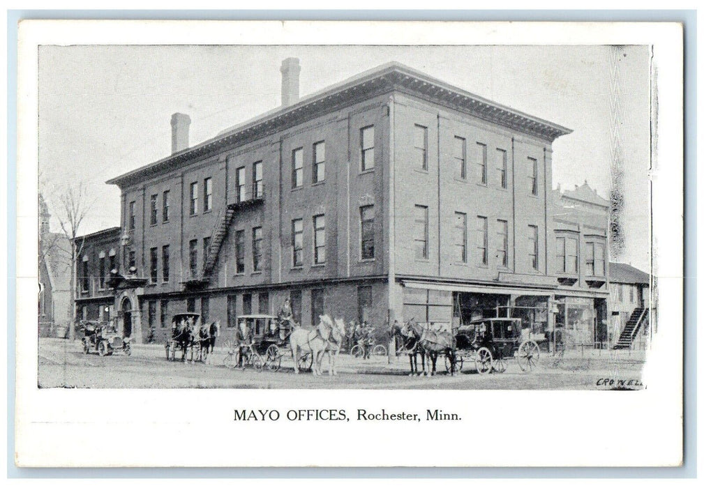 c1920 Mayo Offices Exterior Building Street Rochester Minnesota Vintage Postcard