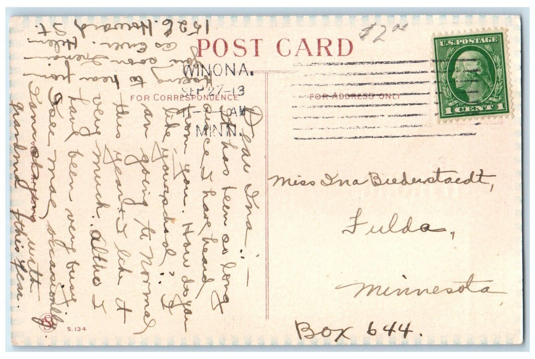 1913 Luf Iss Von Shveet Dream Pennant Winona Minnesota Vintage Antique Postcard