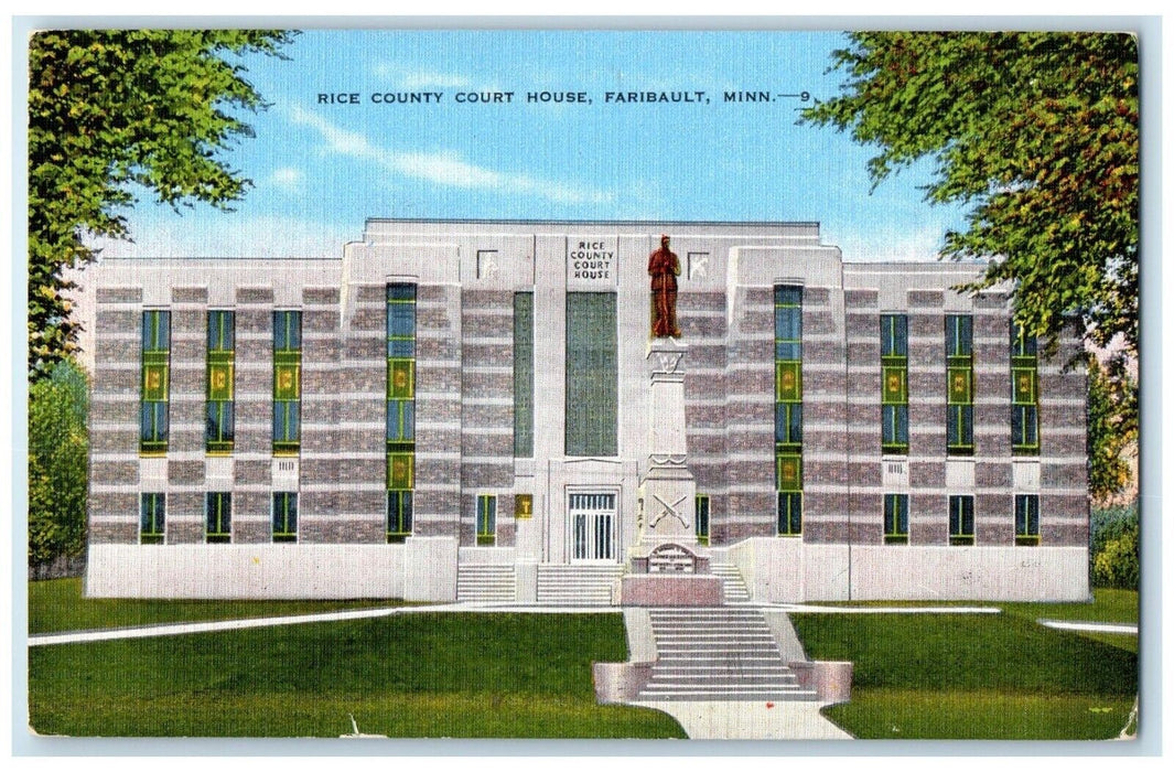c1940 Rice County Court House Exterior Building Faribault Minnesota MN Postcard