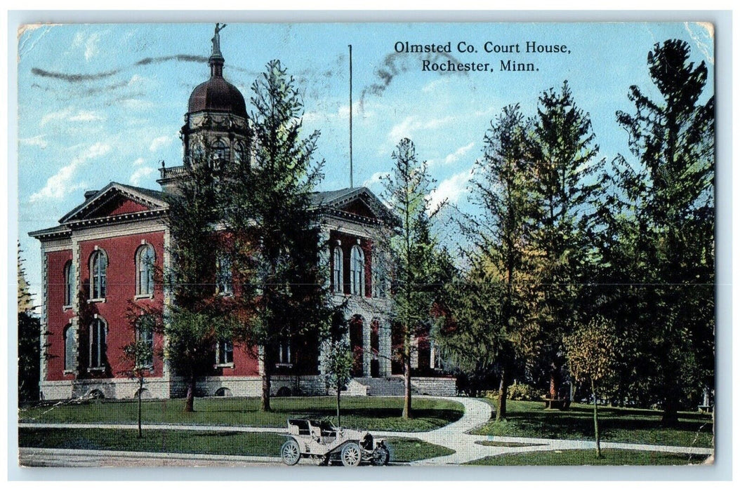1916 Olmsted Co Court House Exterior Building Road Rochester Minnesota Postcard