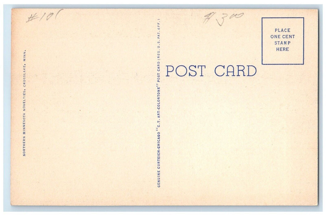 c1940 Detroit Lake Water-Front River Speedboat Detroit Lakes Minnesota Postcard