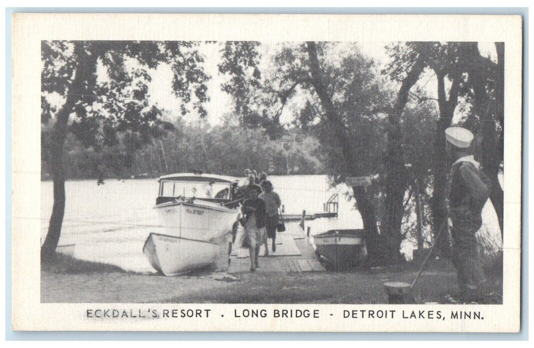 c1940 Eckdall's Resort Long Bridge Detroit Lakes Minnesota MN Vintage Postcard