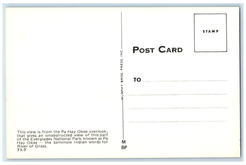 c1960 Pa Hay Okee Overlook Everglades National Park Pa Hay Okee Vintage Postcard