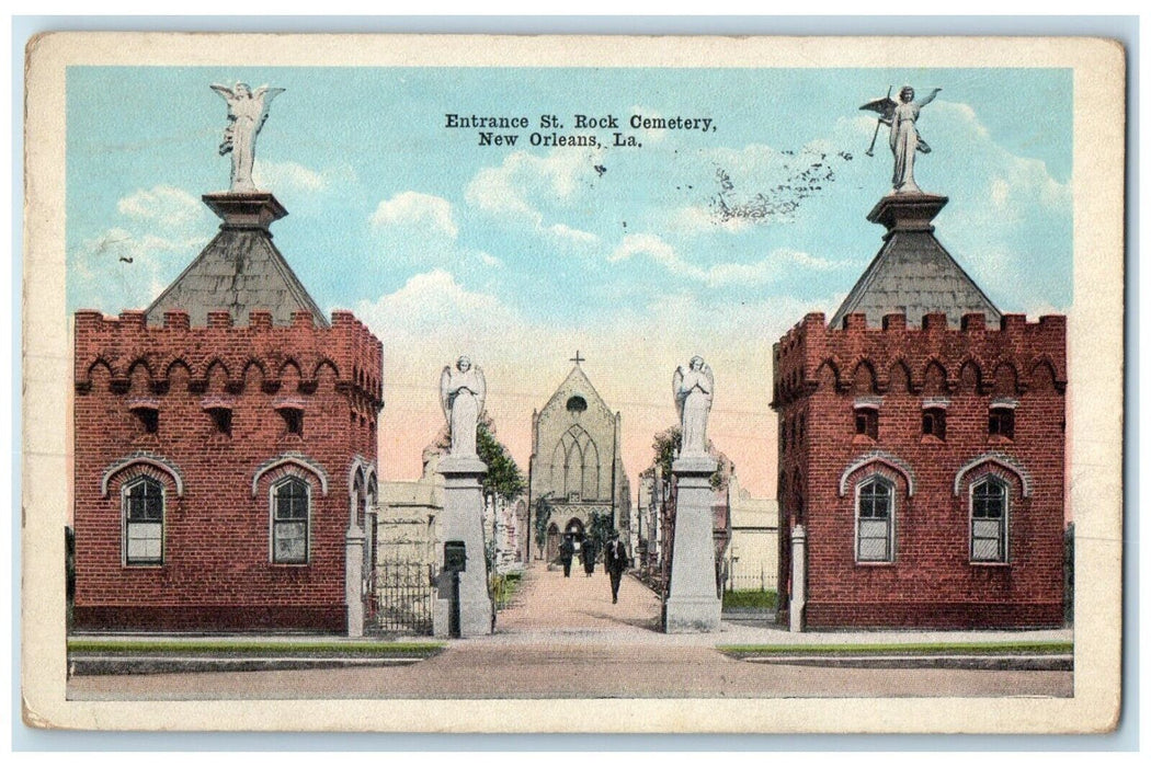 1924 Entrance St. Rock Cemetery Exterior New Orleans Louisiana Vintage Postcard