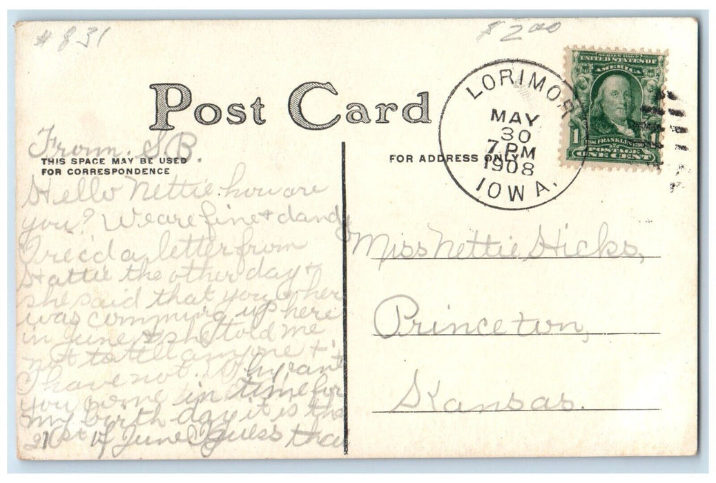 1908 Pretty Woman Curly Hair On Beach Lorimor Iowa IA Posted Antique Postcard