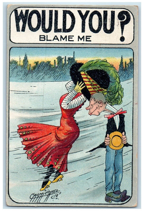 1911 Woman Widow Hat Would You Blame Me Carmichael Denver Colorado CO Postcard
