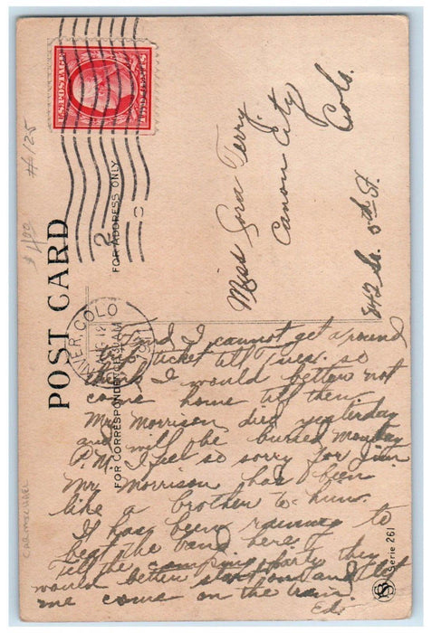 1911 Woman Widow Hat Would You Blame Me Carmichael Denver Colorado CO Postcard