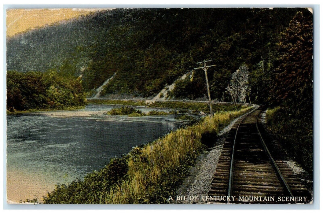 1912 Bit Kentucky Mountain Scenery Railroad Mountain River Lake Vintage Postcard