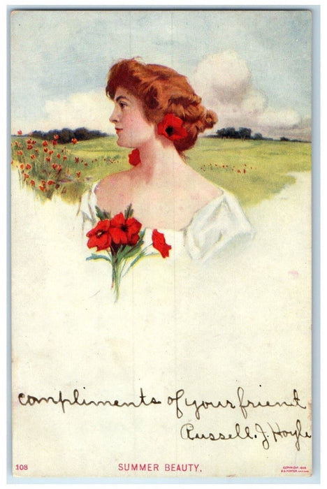 c1905 Summer Beauty Flowers Field Dixon Illinois IL Posted Antique Postcard