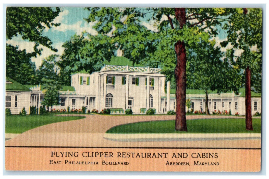 c1950's Flying Clipper Restaurant and Cabins Aberdeen Maryland MD Postcard