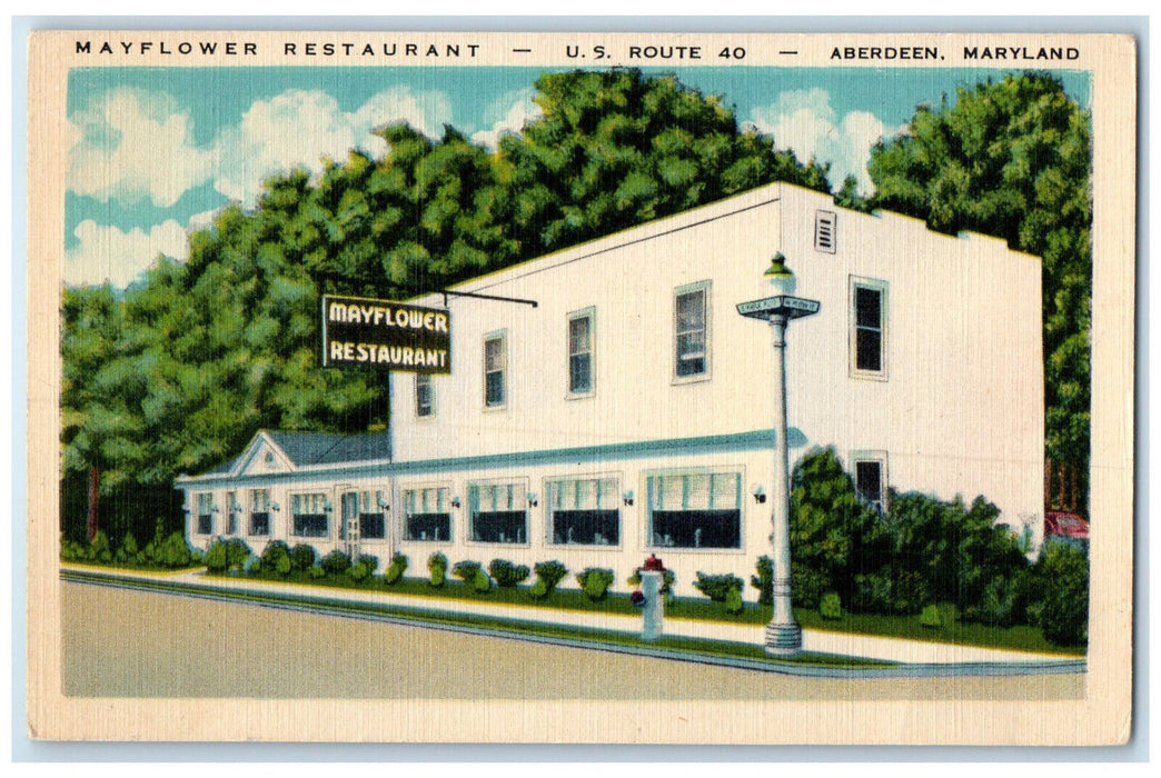 c1940's Mayflower Restaurant Aberdeen Maryland MD Vintage Unposted Postcard