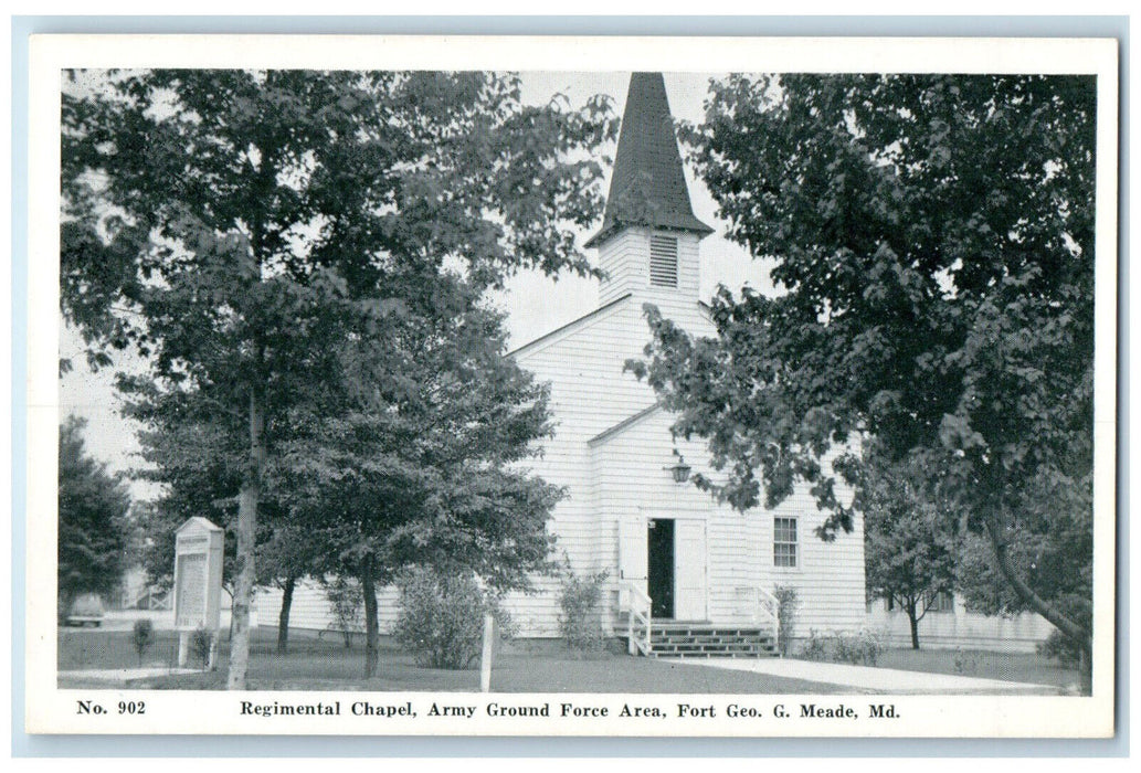 c1930's Regimental Chapel Army Ground Force Troops Meade Maryland MD Postcard