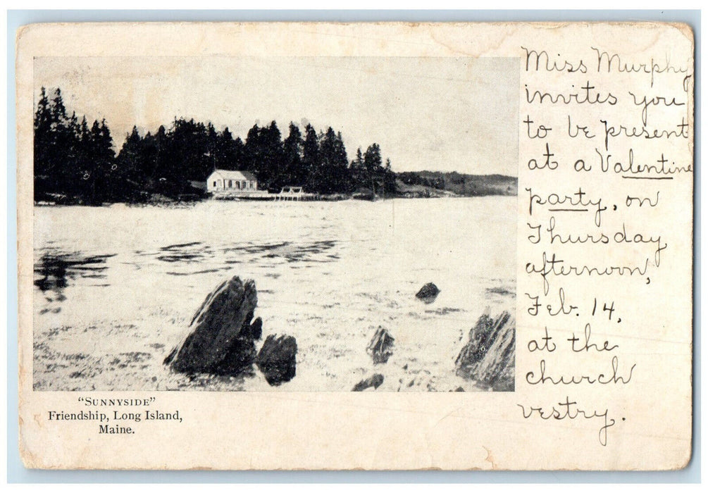 1907 Sunnyside Friendship Long Island Maine ME Antique Posted Postcard