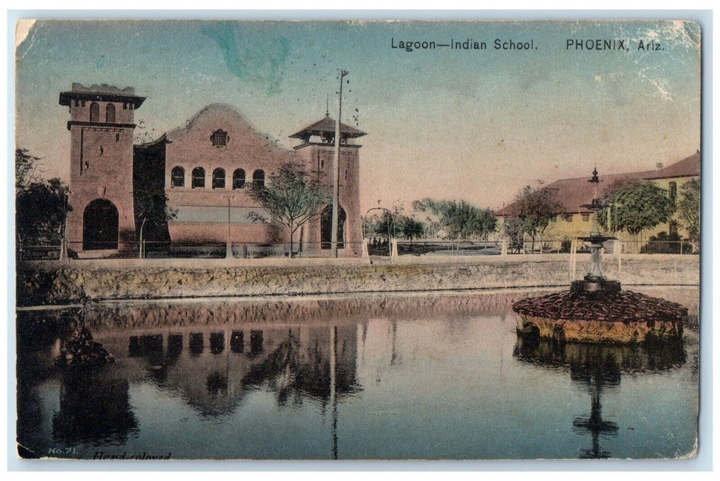 1909 Scenic View Lagoon Indian School Building Phoenix Arizona Vintage Postcard