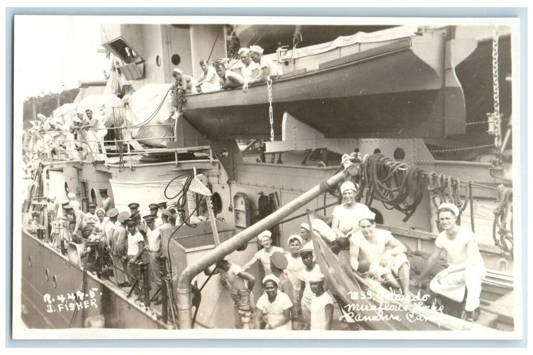 c1920s USS Colorado Sailors Fisher Miraflores Panama Canal RPPC Photo Postcard