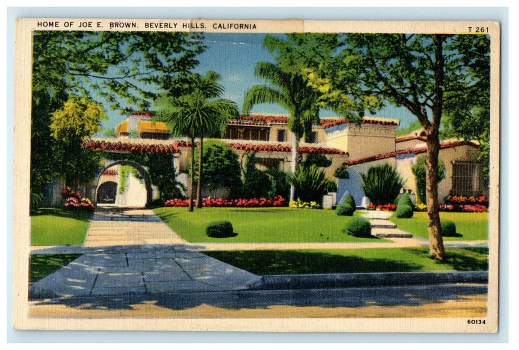 c1940's Home Of Joe E. Brown Beverly Hills California CA Vintage Postcard