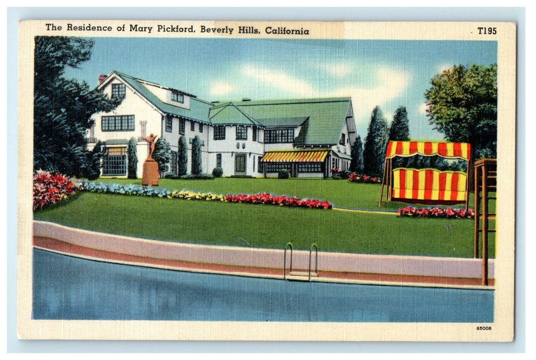 c1940's The Residence Of Mary Pickford Beverly Hills California CA Postcard
