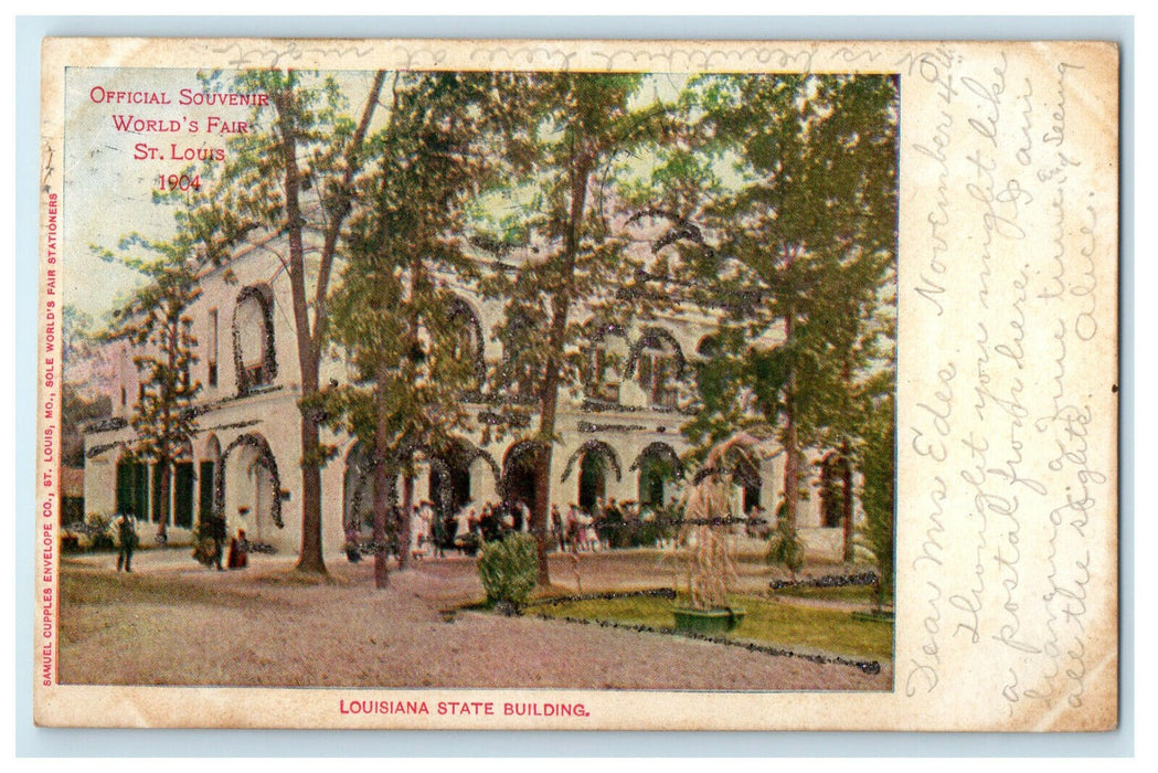 1904 Louisiana State Building, St. Louis Official Souvenir Posted Postcard