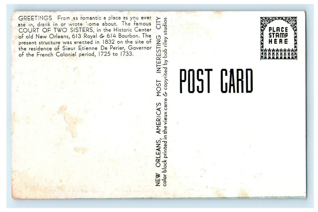 New Orleans LA, Fountain Court Of Two Sisters Restaurant G Bohland Postcard