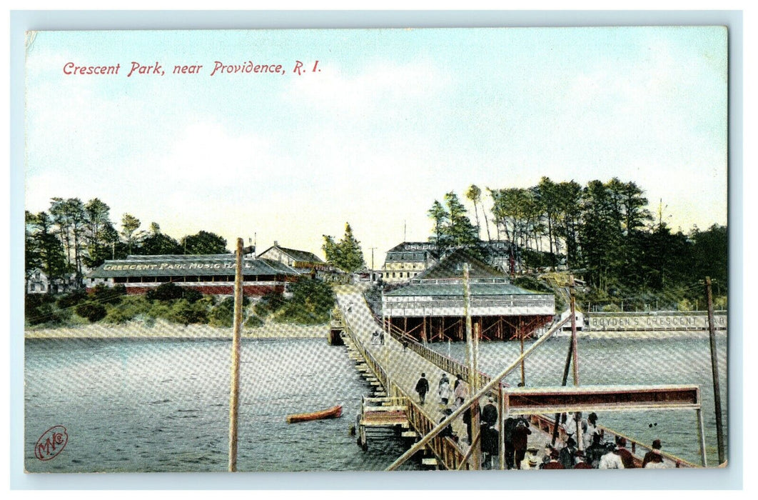 1915 Bridge Scene, Crescent Park Near Providence, Rhode Island RI Postcard