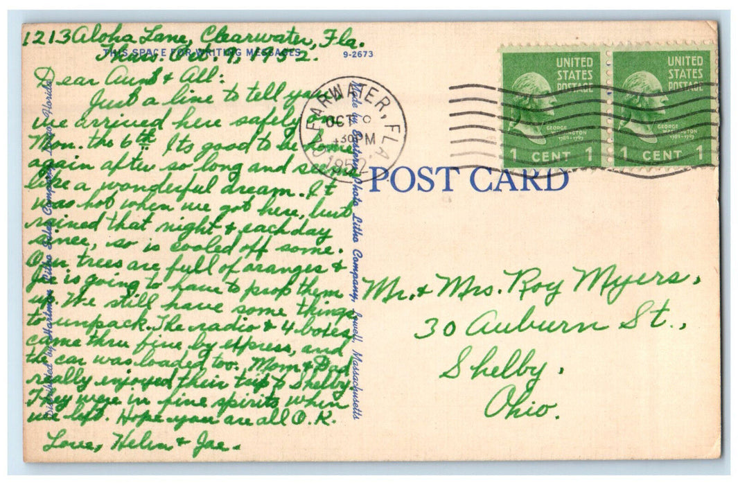 1952 Boating in Florida The Orange Blossom State, Clearwater, FL Postcard