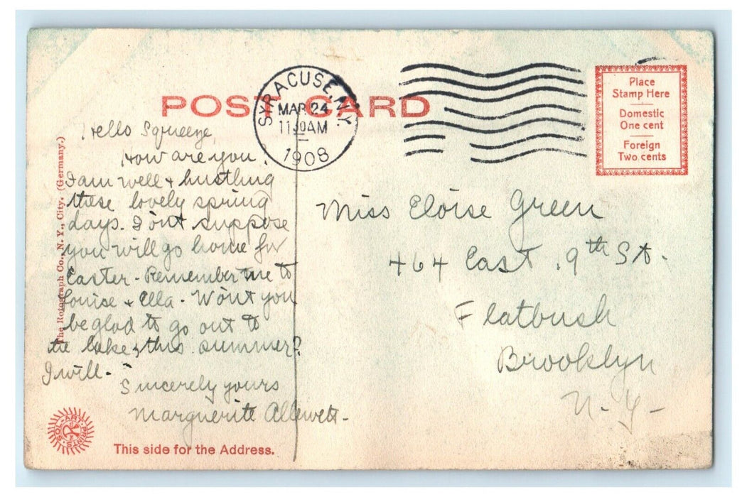 1908 View Of West Genesse Street Syracuse New York NY Antique Postcard