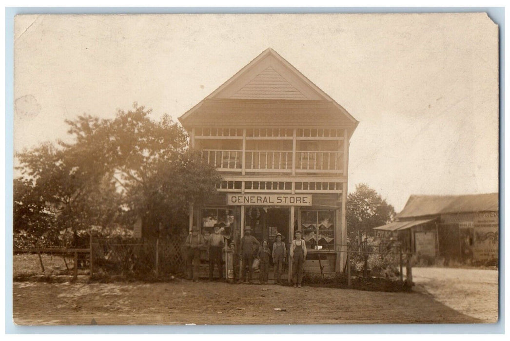 c1910 General Store Workers Dirt Road Fort Wayne Indiana IN RPPC Photo Postcard