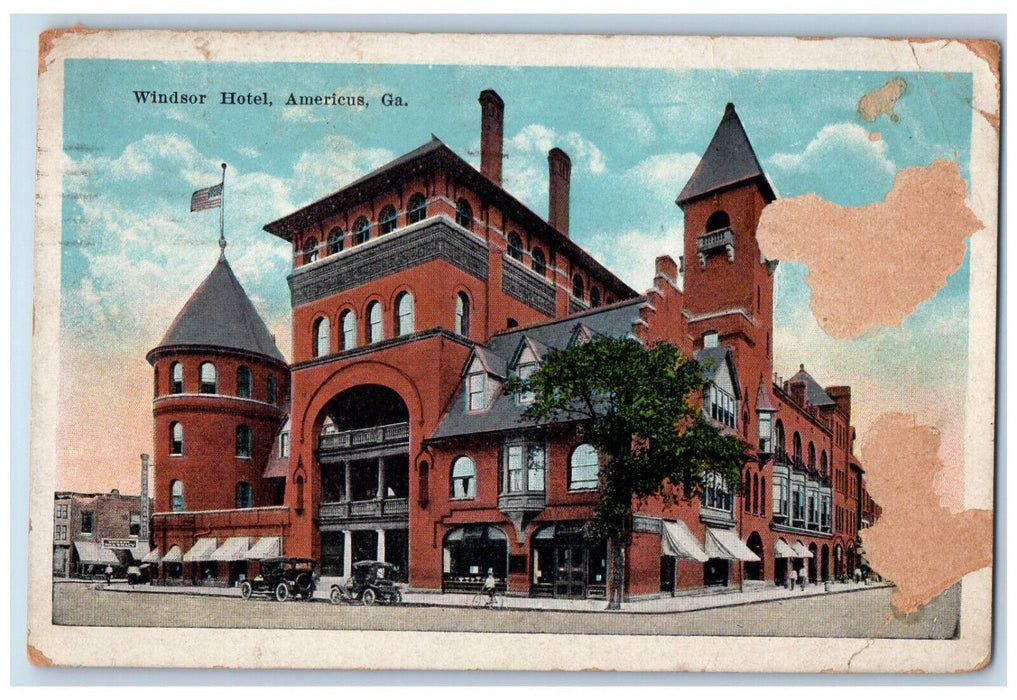 1922 Windsor On Dixie Highway Hotel Americus Georgia GA Antique Postcard