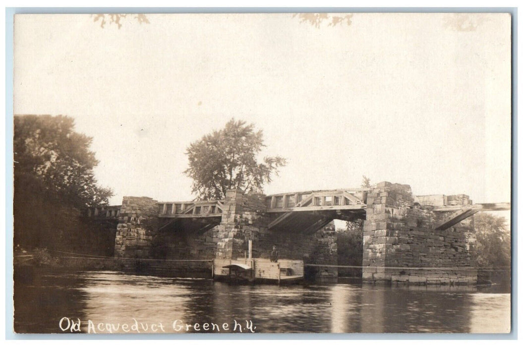 c1901 Aqueduct Construction River Worker Greene New York NY RPPC Photo Postcard