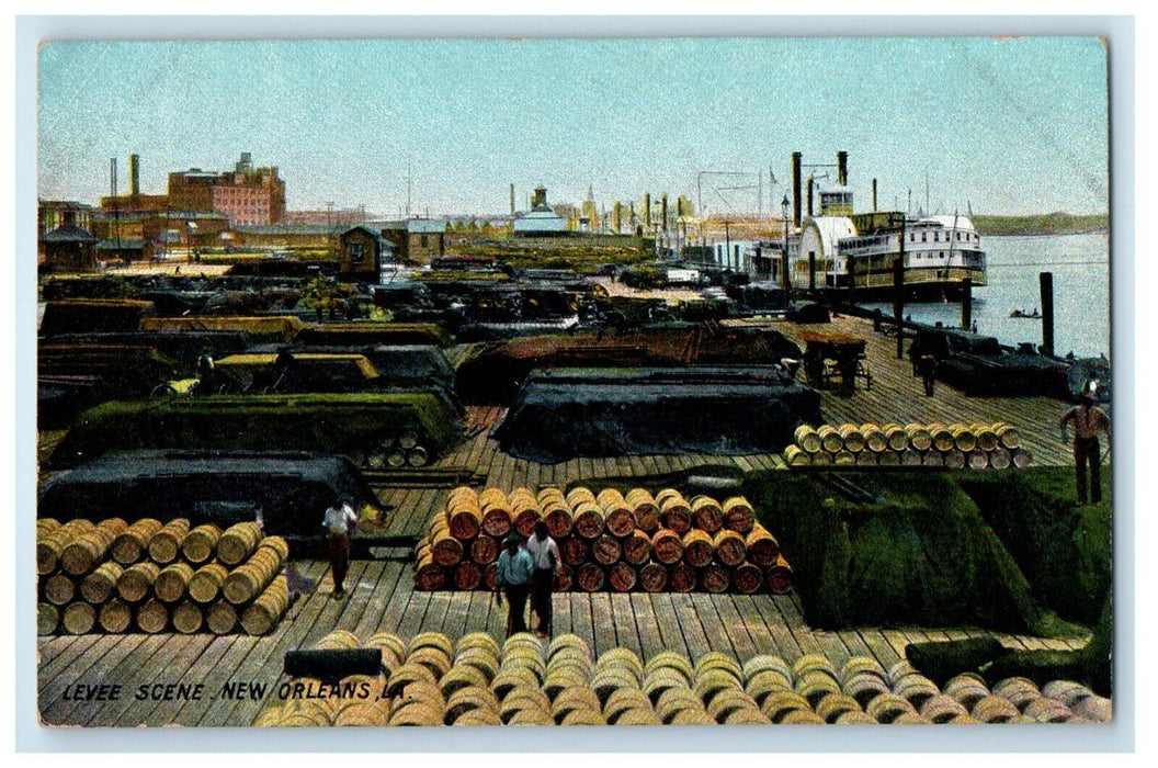 c1910's Levee Scene New Orleans Louisiana LA Unposted Antique Postcard