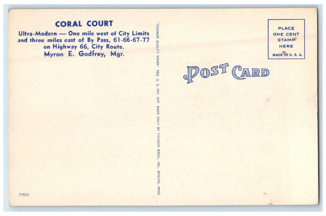 c1940s Multiview, Coral Court In Mid-West Hot Water Radiant Missouri MO Postcard