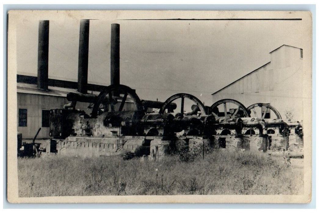 c1907 Gas Pump Station Machinery View Caney Kansas KS RPPC Photo Postcard