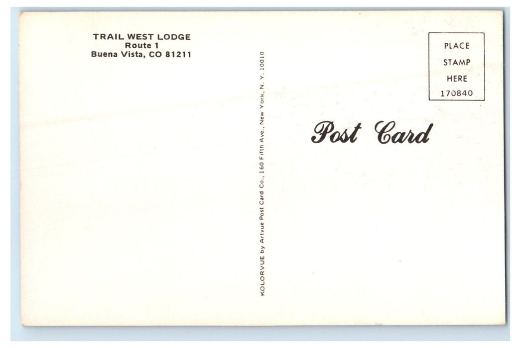 c1950s Trail West Lodge, Route 1, Buena Vista CO Unposted Vintage Postcard