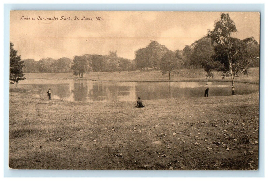 c1910's Lake In Carondelet Park St. Louis Missouri MO Antique Postcard