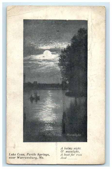 c1910's Lake Gena Pertle Springs Moon View Warrensburg Missouri MO Postcard