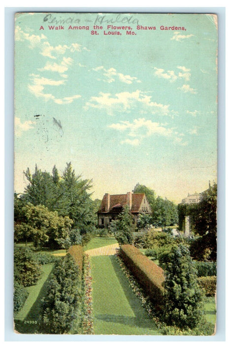 1911 A Walk Among The Flowers Shaws Gardens St. Louis Missouri MO Postcard