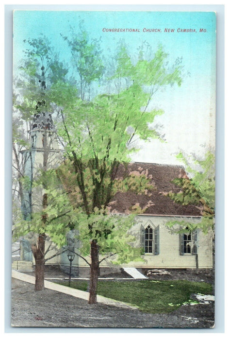 c1910's Congregational Church New Cambria Missouri MO Antique Postcard