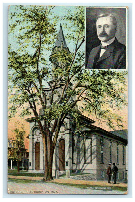 1909 Porter Church Brockton, Massachusetts MA Holmes Coal Advertising Postcard