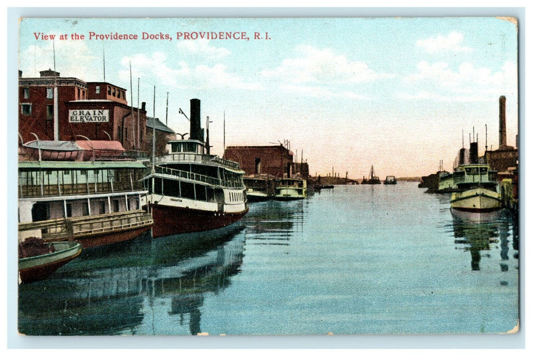 1908 View of The Providence Docks, Providence Rhode Island RI Antique Postcard